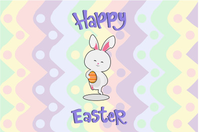 Easter Egg and Happy Bunny Art Illustration