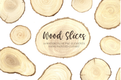 Watercolor Wooden Slices Set