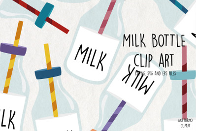 SVG Milk Bottle Clipart. Instant Download Bottle graphics. Set of 15 p