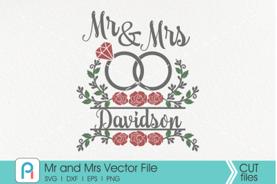 Mr and Mrs Svg, Wedding Svg, Wedding Monogram Svg, Nuptial Svg