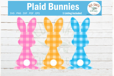 Easter plaid bunny SVG,gingham easter rabbit SVG, plaid svg