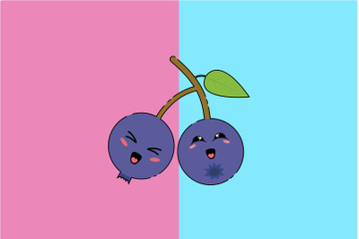 Kawaii Cute Couple Blueberries