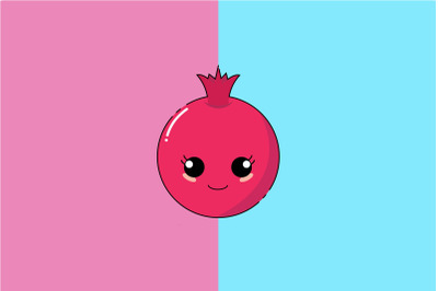 Kawaii Cute Smile Pomegranate Art