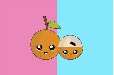 Kawaii Cute Couple Longan Art