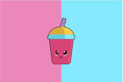 Kawaii Cute Sad Pink Coffee Cup