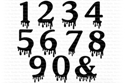 Dripping Number Set SVG, Numbers Halloween SVG,  Numbers Clipart