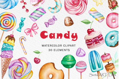 Candy Watercolor Clipart
