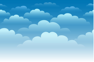 Cartoon Cloudy Sky Horizontal Seamless Background