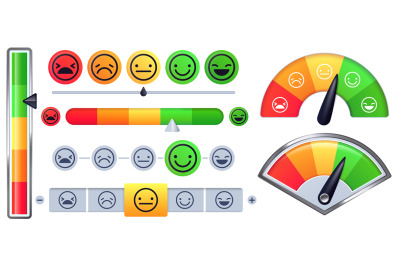 Customer satisfaction meter scale. Customer rate with green happy smil