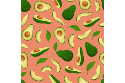 Seamless avocado pattern. Diet fruit, healthy natural food and ripe av