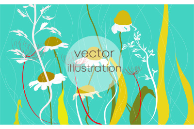 vector spring illustration of flowers and chamomiles