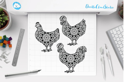 Chicken Mandala SVG Cut Files&2C; Chicken Mandala Clipart