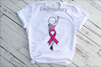 Embroidery Survivor Pink Queen African American breast cancer 3nb
