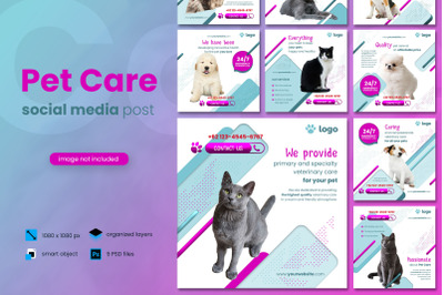 Pet Care Social Media Post template