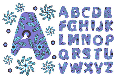 Vector floral adorable alphabet.