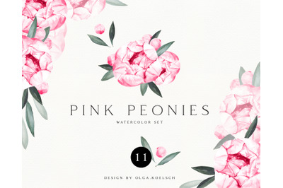 Watercolor peony flowers clipart. Wedding Flowers png