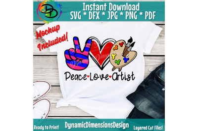 Peace Love Artist&2C; Crafter Life SVG&2C; Artist Cut File&2C; Artist Design&2C; A