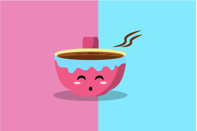 Kawaii Cute Cup Coffee Illustration