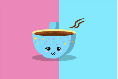 Kawaii Cute Hot Cup Coffee