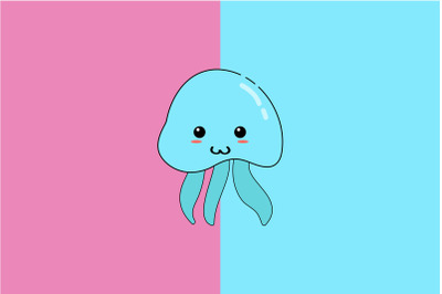 Kawaii Cute Blue Jelly Fish