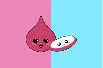 Kawaii Cute Shallot Illustration