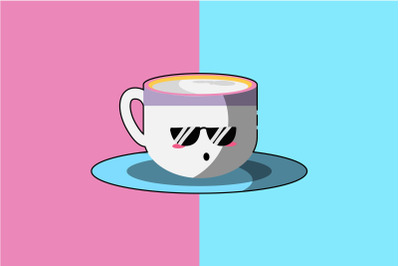 Kawaii Cute Glasses Cup Coffee