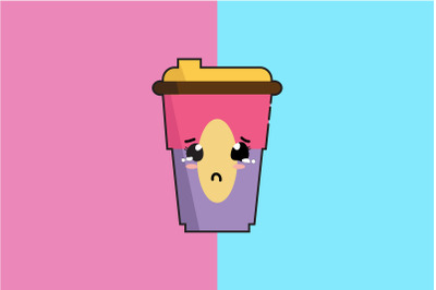 Kawaii Cute Sad Coffee Cup