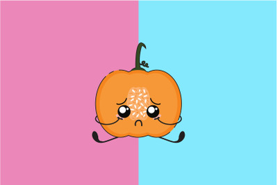 Kawaii Cute Sad Pumpkin