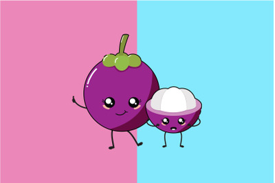 Kawaii Cute Happy Mangosteen Art