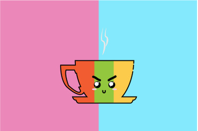 Kawaii Cute Angry Cup Coffee