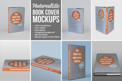 Photorealistic Book Covers Mockups | dust jacket edition