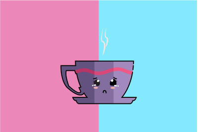 Kawaii Cute Sad Cup Coffee