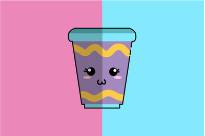 Kawaii Cute Coffee Cup Art  Character