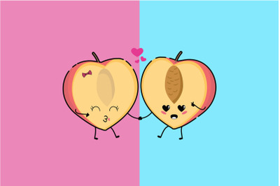 Kawaii Cute Couple Peach