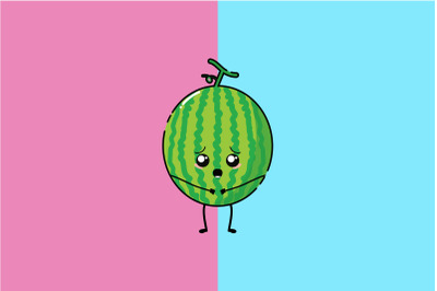 Kawaii Cute Sad Watermelon