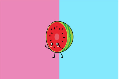 Kawaii Cute Watermelon Art Character