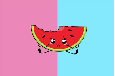 Kawaii Cute Sad Watermelon Art