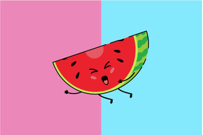 Kawaii Cute Watermelon Art Illustration