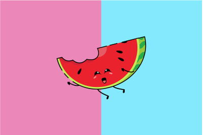 Kawaii Cute Watermelon Art Character