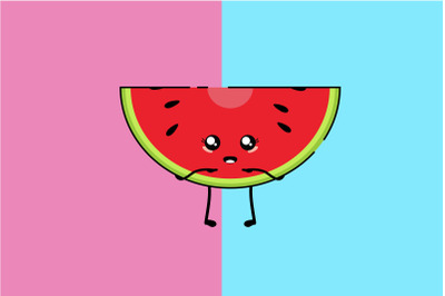 Kawaii Cute Watermelon Art Character