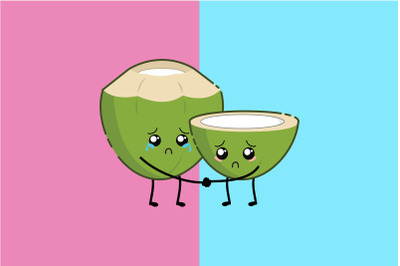 Kawaii Cute Coconut Illustration