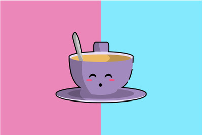 Kawaii Cute Purple Cup Coffee