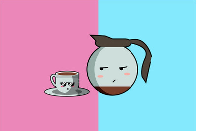 Kawaii Cute Teapot and Cup