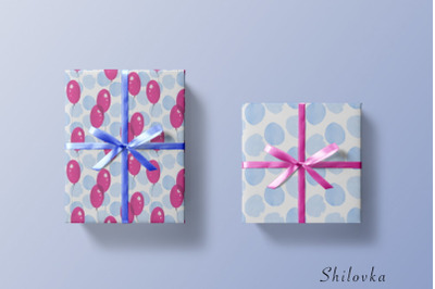 Seamless patterns with pink balloons