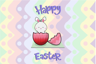 Easter Cute Red Bunny Egg