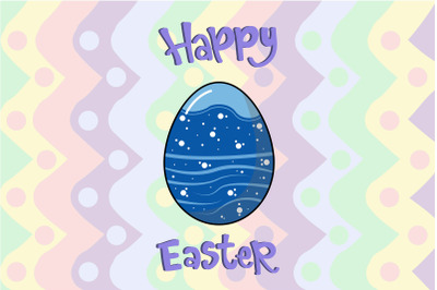 Easter Egg With Blue Pattern