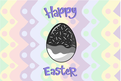 Easter Egg, Black, Dash, and Wave Pattern