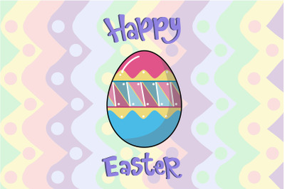 Easter Egg With Pink, Yellow, and Blue Color