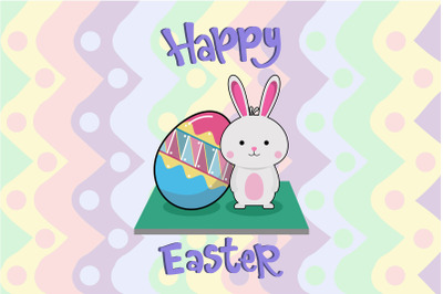 Easter Bunny and Cute Colorful Egg