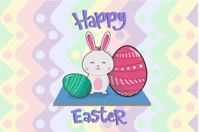 Easter Bunny&2C; Green Egg&2C; And Pink Egg